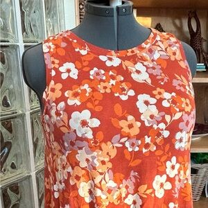 LOFT Floral Midi Dress - Orange and White